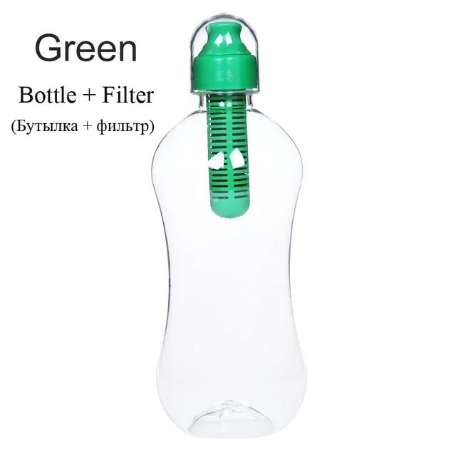 Открытый 18,5 унций фильтр для воды горшок BPA-Free спортивный шейкер бутылки велосипед активированная бутылка с угольным фильтром - Цвет: Green