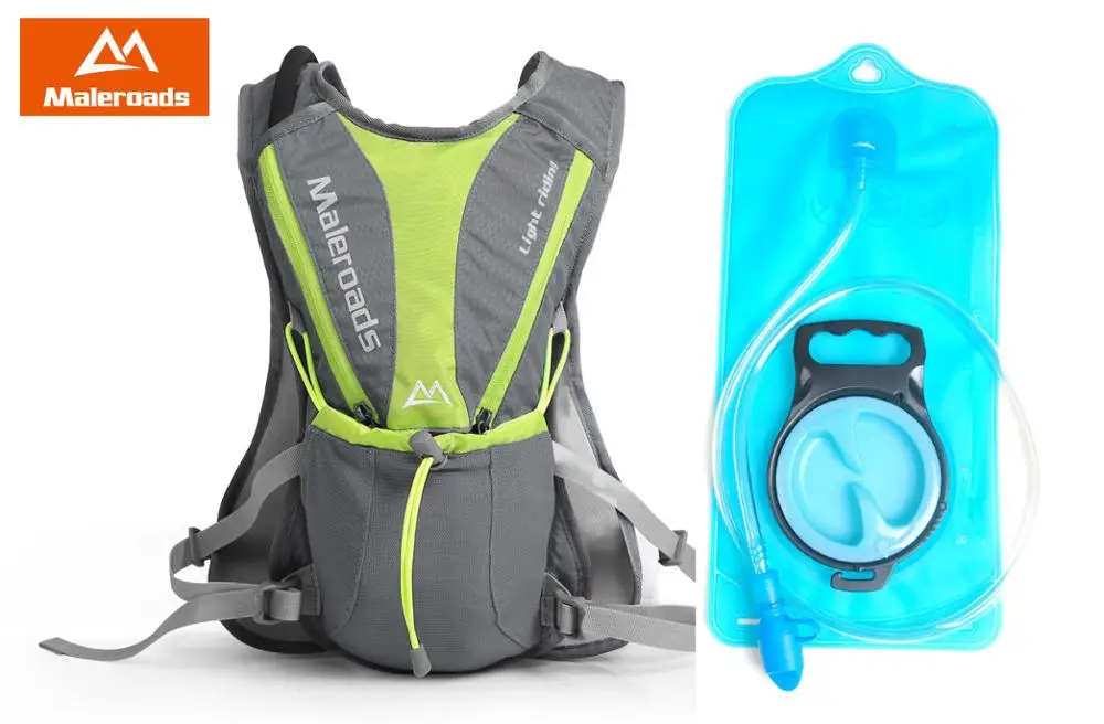Велорюкзак Maleroads, рюкзак для верховой езды, рюкзак для бега по пересеченной местности, ультралегкий походный гидратационный мини велосипедный рюкзак, сумка для воды, 5л - Цвет: Gray and 2Lbag