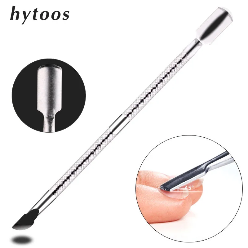 

HYTOOS 1Pcs Double-end Cuticle Pusher Dead Skin Remover Stainless Steel Nail Art Tools Pusher Pedicure Manicure Care Cleaner