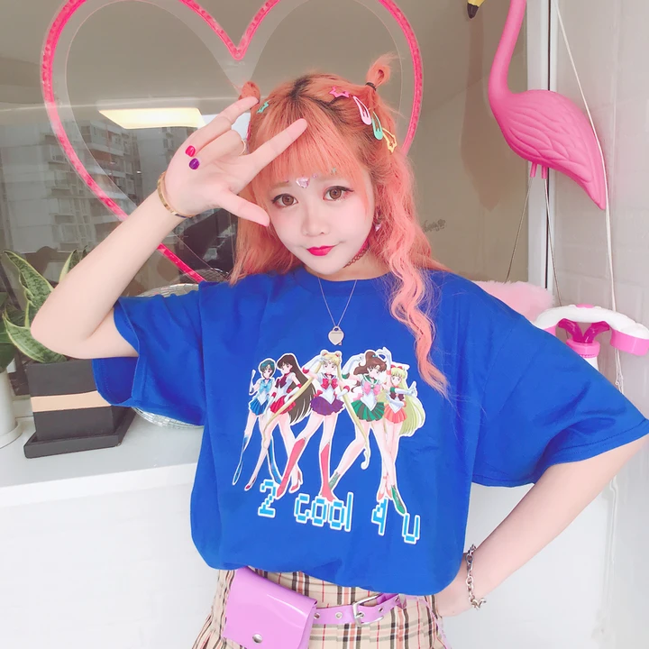 

Harajuku cartoon summer girl's new printed ladies' T-shirt