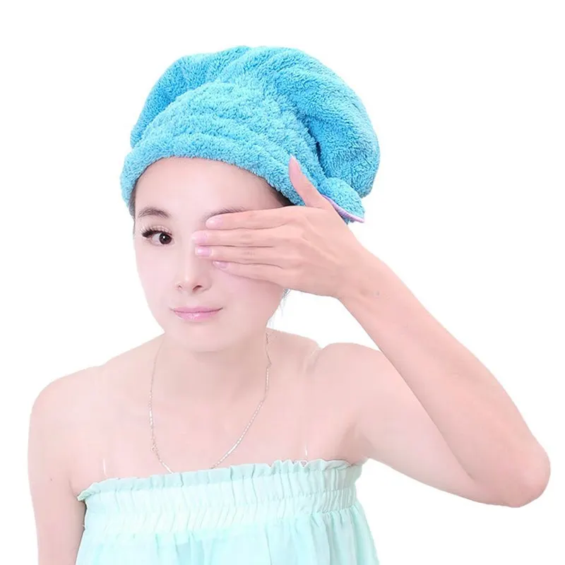 

Womens Girls Lady's Magic Quick Dry Bath Hair Drying Towel Head Wrap Hat Makeup Cosmetics Cap Bathing Tool