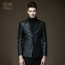 Новинка Осень-зима, мужской черный кожаный пиджак из искусственной кожи, маленький костюм, пиджак, индивидуальная Молодежная куртка, B174206158