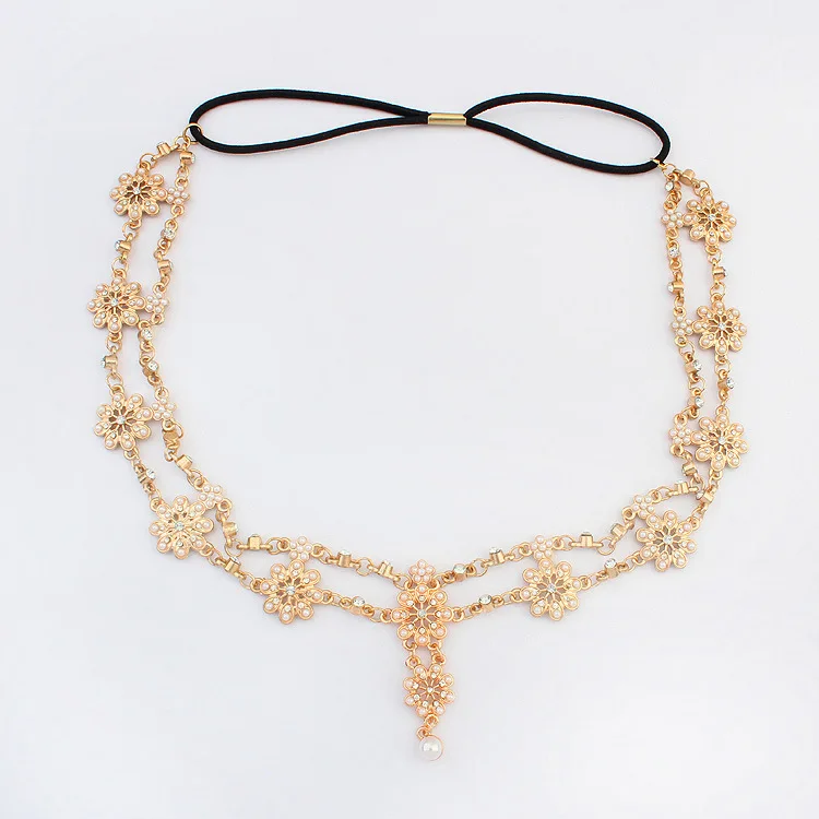 2018 Pearl Tassel Flower Stretch Headband Hair Band Wedding Accessories Crystal Bridal Hair Accessories Head Chain Hair Jewelry - Image 5