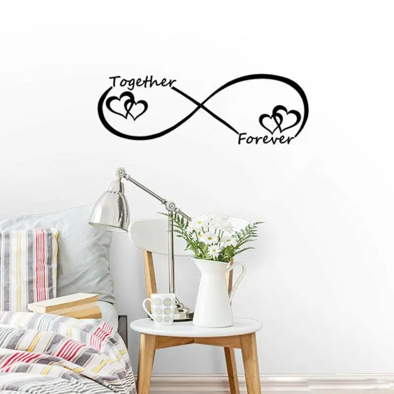 Romantic Infinite Love Forever Heart Wall Sticker Bedroom Kids Rooms Furniture Decoration Wallpaper Carved Vinyl Art Wall Decals