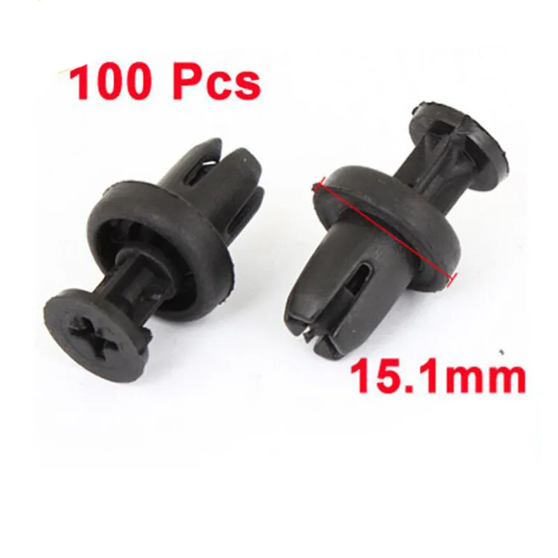 Car Plastic Rivets Replacement Fasteners Thread Screw Type Black 100