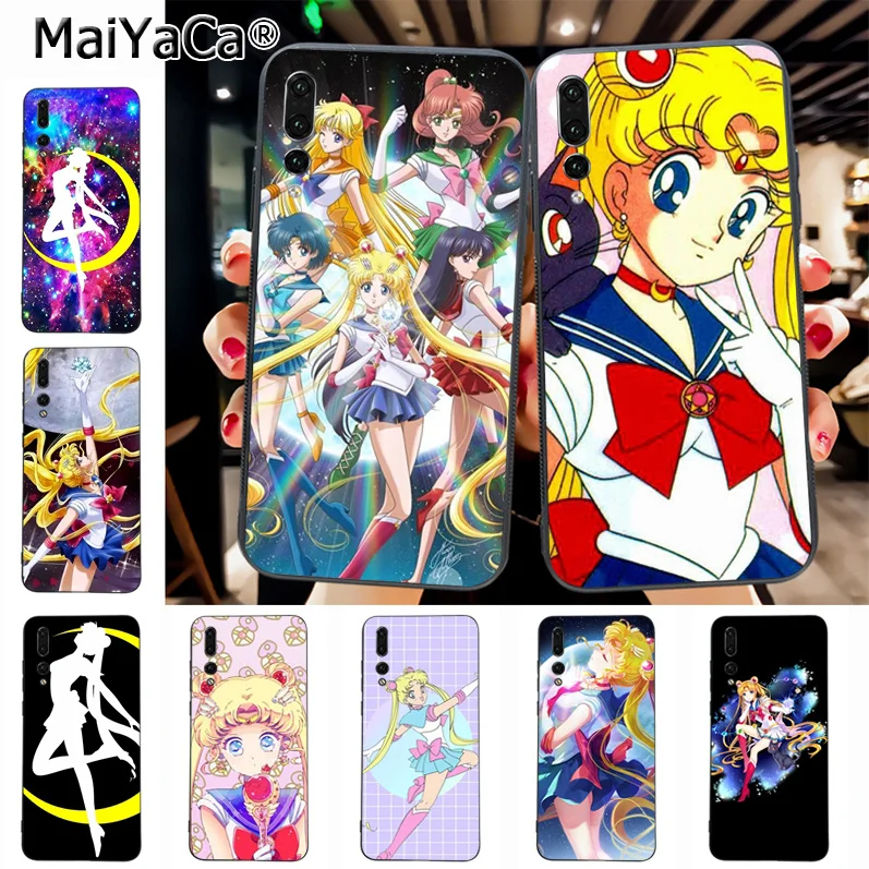 

Maiyaca Cartoon Sailor moon Beautiful girl Originalblack tpu Phone case cover for Huawei Honor 9 Honor 10 P20 case Coque