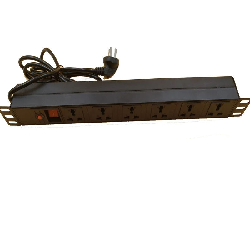 250V 10A PDU Cabinet Dedicated Power Outlet 6 jacks Universal Socket With 1.8M  Extension Cord PDU Socket   