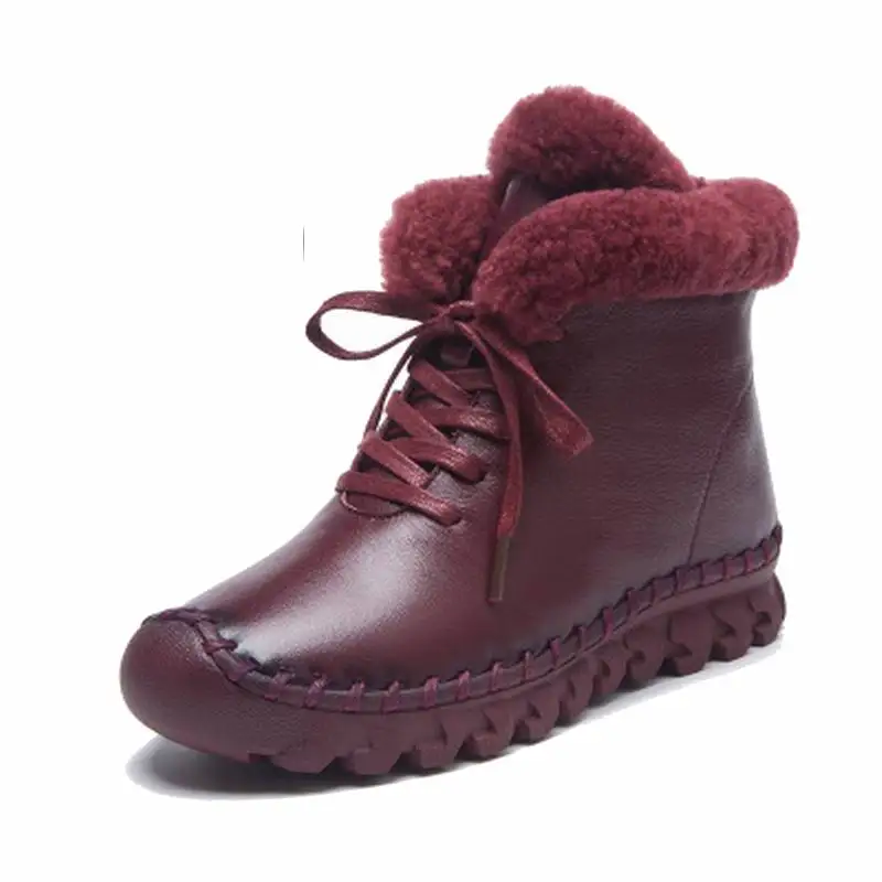 Зимние женские ботинки из натуральной кожи на плоской подошве|flat ankle boots|platform