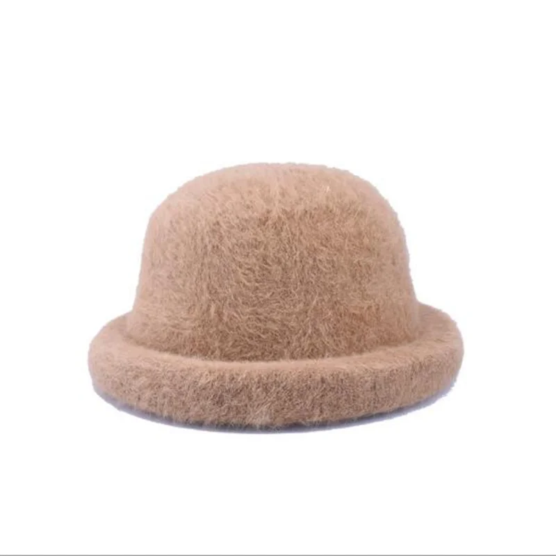 Winter Women New Cap Fur Thick Warm Bucket Hats Casual Solid Color Ladies Fur Fashion Cap Female H3 - Цвет: khaki