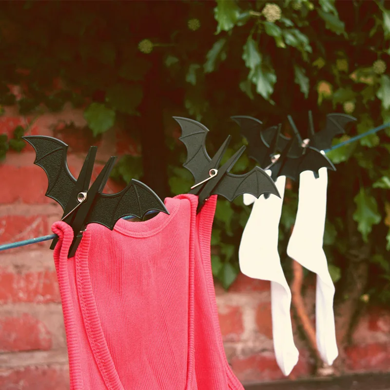 10PCS/lot Bat Pegs UK Creative Home Decor Clothes Pegs Clothespins Plastic Black Red Color Halloween Christmas Gifts 2