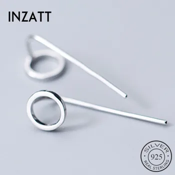INZATT Real 925 Sterling Silver Minimalist Round Stud Earrings For Fashion Women Fine Jewelry 2019 Geometric Accessories