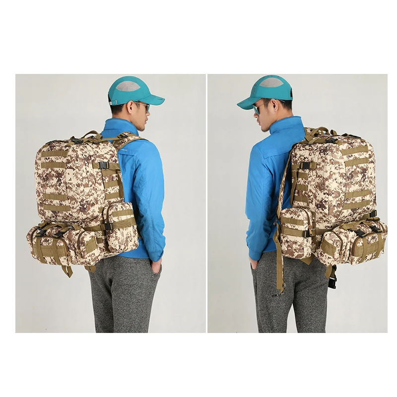 4 в 1 многофункциональный военный тактический рюкзак 50л 600D Оксфорд камуфляж походный рюкзак водонепроницаемый спортивный альпинистский рюкзак