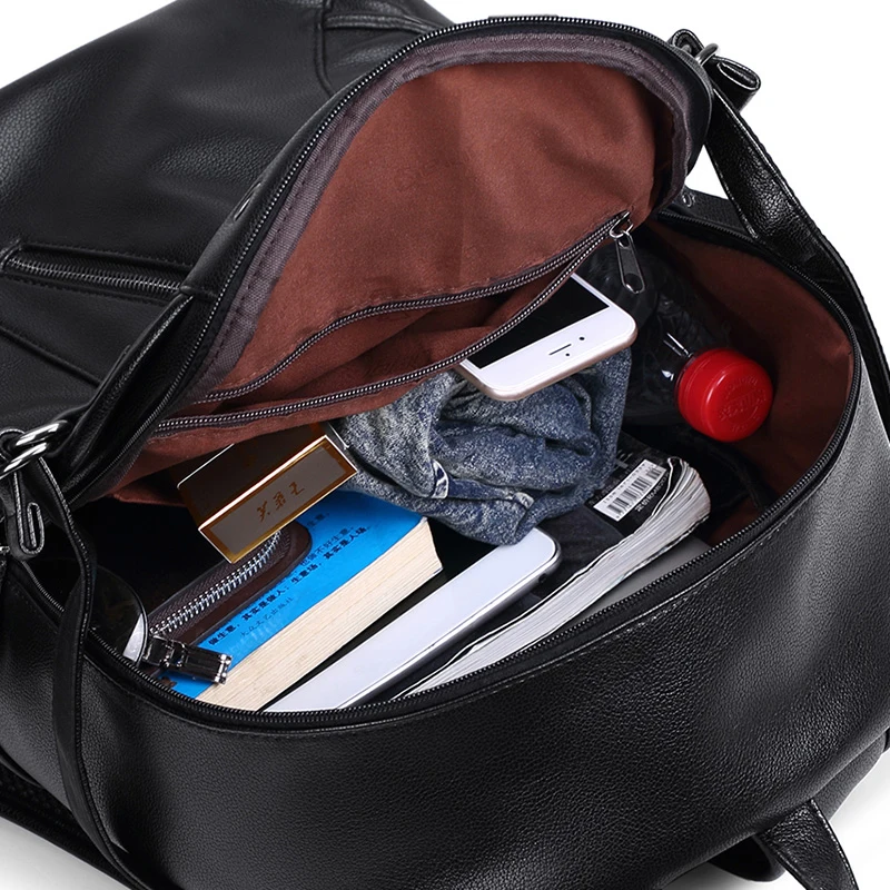 LIELANG hombres mochilas de cuero de la PU bolsas a prueba de agua 15,6 pulgadas Mochila para portátil externo USB carga ordenador bolsa Mochila femenina