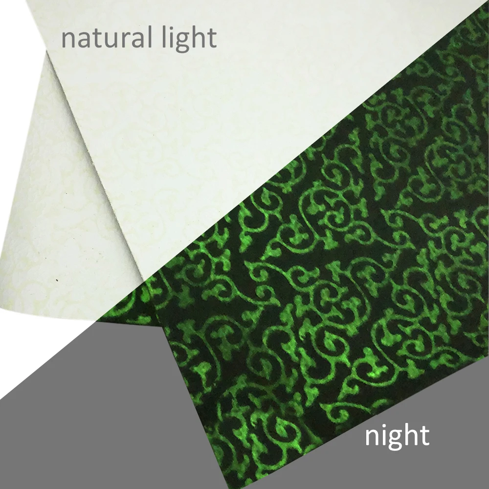 

New 20*34cm Glow in the Dark Leaf Vinyl Synthetic Leather For Hair Bow DIY Projects Handbag Wallet Shoes,1Yc6938
