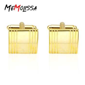 

MeMolissa 3 Pairs Shirt Gold Color Square Cufflinks for mens Brand cuff buttons cuff links High Quality abotoadura jewelry