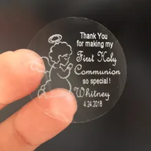 90 персонализированные пользовательские текст 1-е Первое Святое Причастие Спасибо наклейки с ангелом сувениры подарки сувенирные этикетки