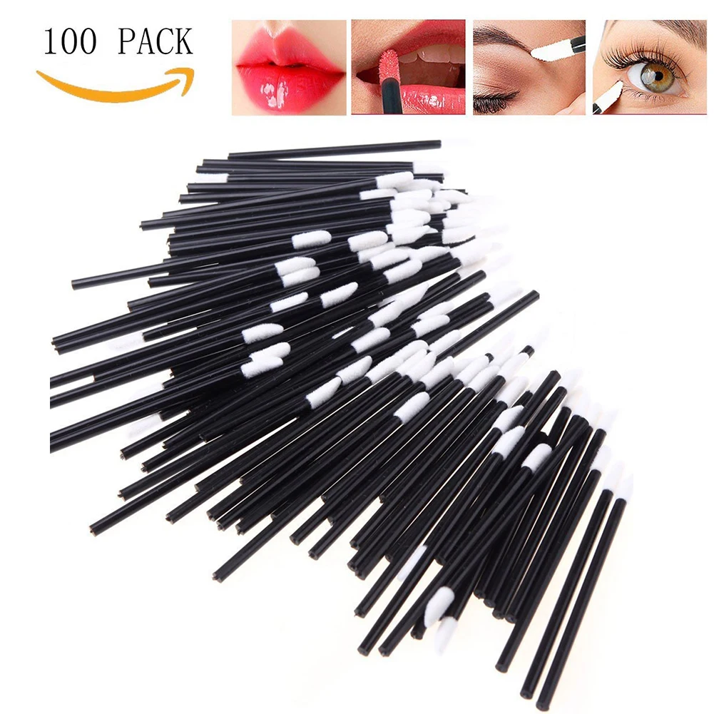 100Pcs/Set Disposable Lip Brushes Lipstick Applicators Make Up Brush Gloss Wands Applicator Tool Makeup Beauty Kit(Blac | Красота и