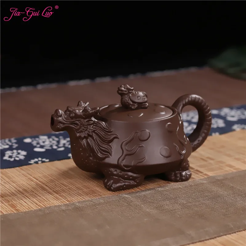 

JIA-GUI LUO 170ML Purple Clay yixing Dragon turtle teapot traditional chinese tea set oolong tea Portable travel tea set H022