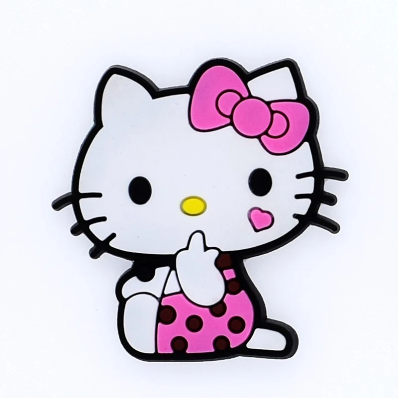 1pc PVC kitty Shoe Charms Shoe accessories Shoe decoration Shoe Buckles Accessories Fit Bands Bracelets Croc JIBZ