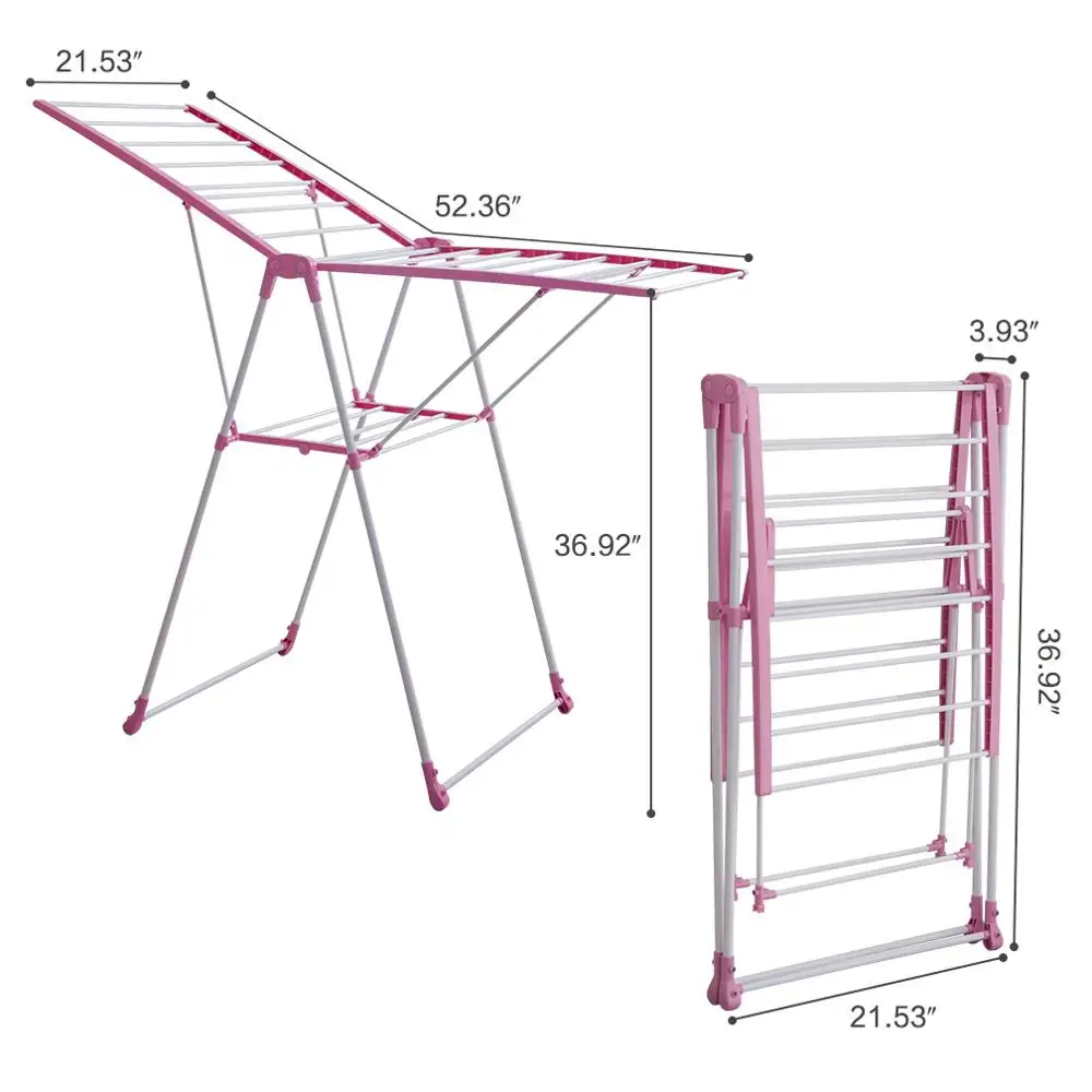 BYN портативный металлический складной стеллаж для одежды в форме крыла, полотенец, Стёганое одеяло, сушилка для белья, сушилка для обуви DQ5020 розовый