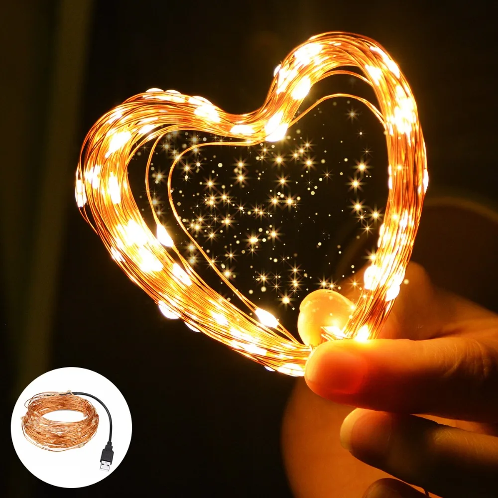 

5M 10M USB LED String Light Waterproof 5V LED Copper Wire String Holiday Outdoor Fairy Lights For Christmas Party Wedding Decor