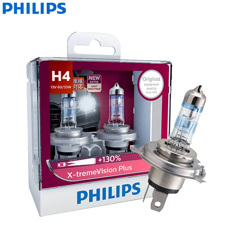 

Philips X-treme Vision Plus H4 9003 HB2 12V P43t 12342XVPS2 130% More Bright Car Halogen Headlight HL Beam ECE Auto Lamps (Twin)