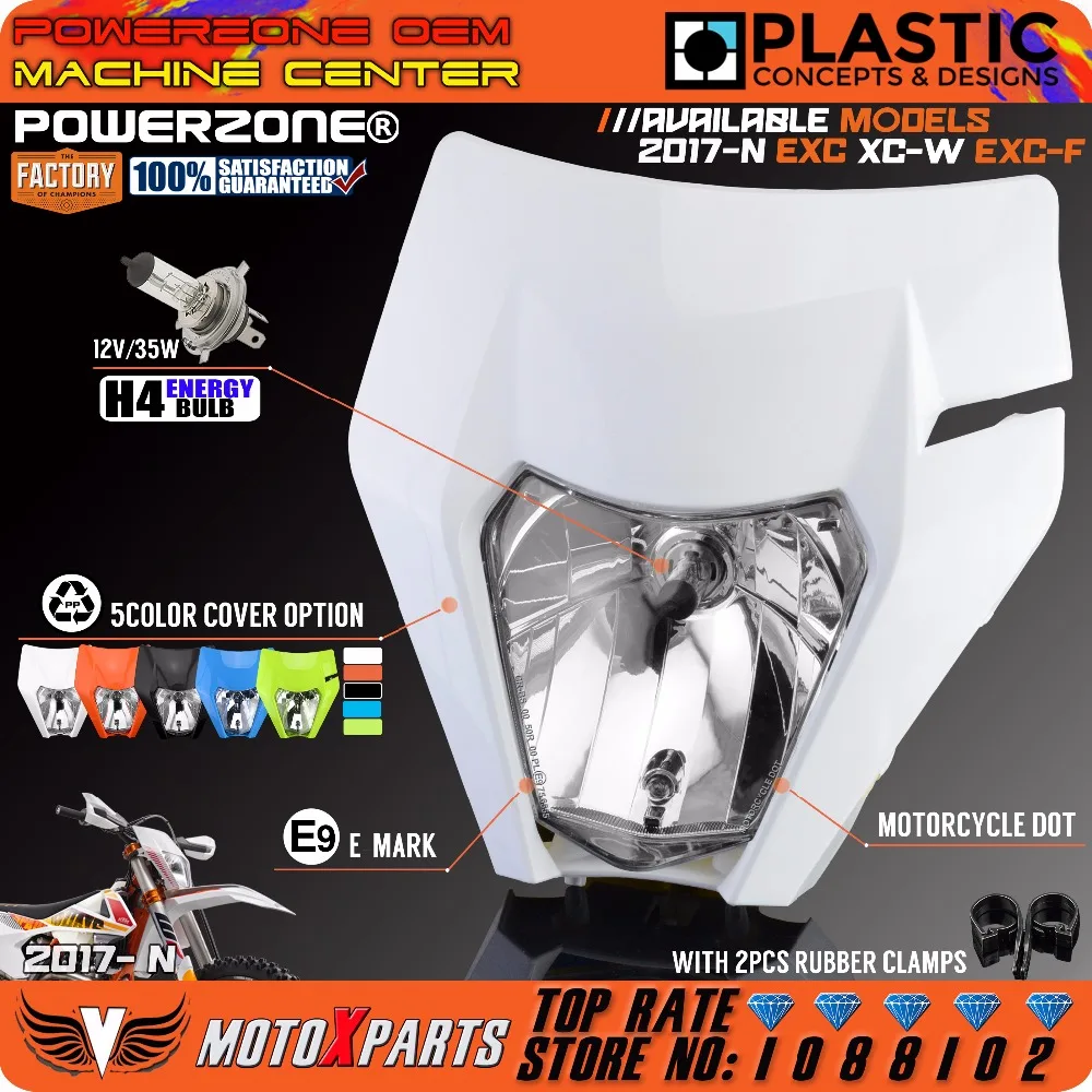 Cena POWERZONE reflektor motocyklowy reflektor do 2017 18 KTM reflektorów EXC XCF SX F SMR Enduro motor terenowy Motocross Supermoto H4 żarówka