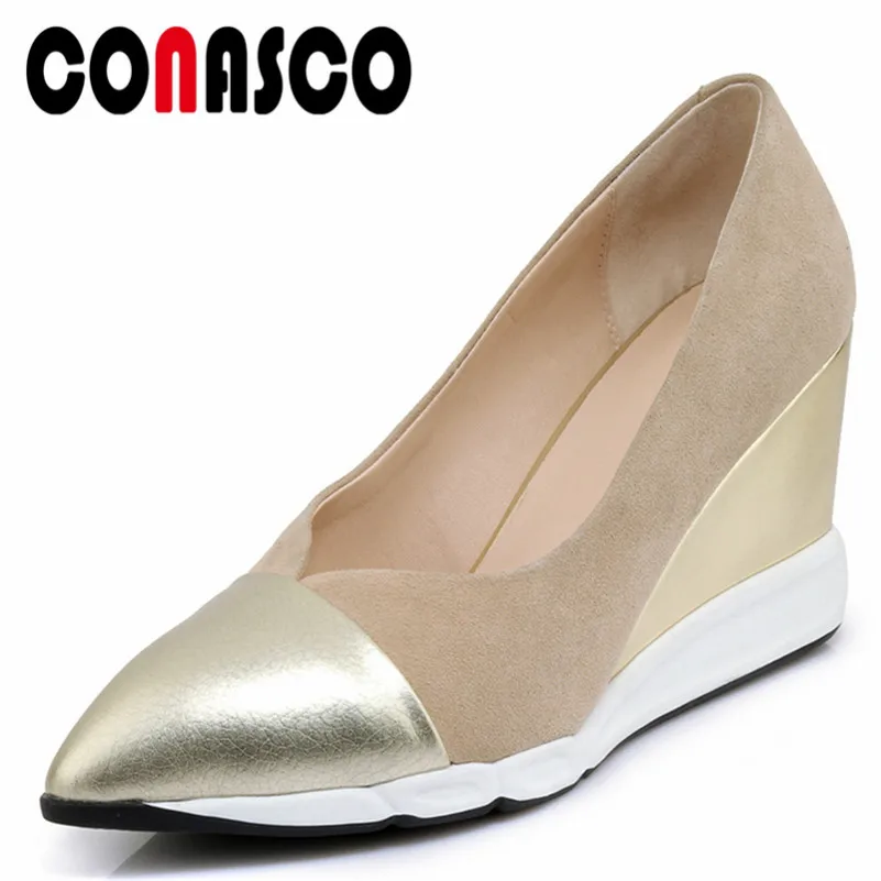 CONASCO модные удобные женские туфли на каблуке офисные лодочки пикантные из