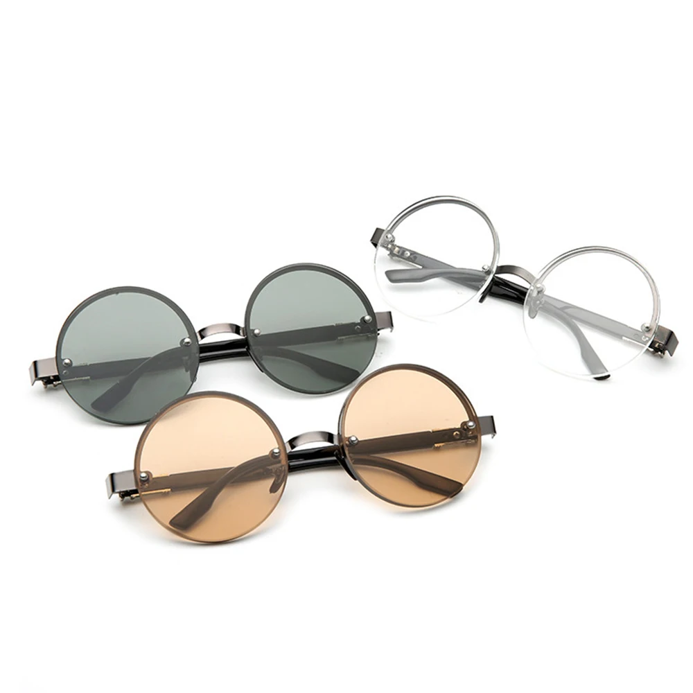 

New Unisex Round Rimless Sunglasses Plastic Metal Vintage Men Frameless Eyeglasses Crystal Glass Eyewear UV400 Eyeglasses PL1056