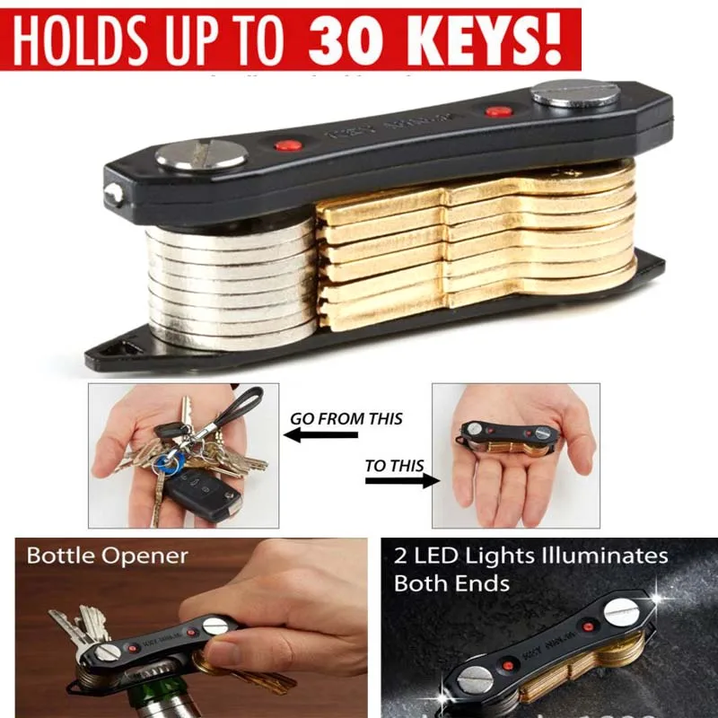 

New Key Organizer , Holds up to 30pcs Key Holder Travel Kit Simple Portable Anti-lost Clip Keybone keyting outdoor tools