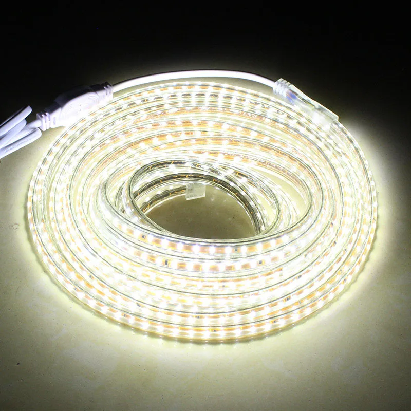 Laimaik AC220V светодиодные фонари Ленты IP67 Водонепроницаемый+ ЕС Plug Гибкая Светодиодные ленты Освещение 120 светодиодов/M 3014SMD светодиодная лента - Испускаемый цвет: White