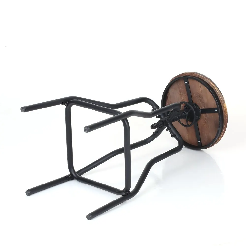 iKayaa Bar Stool Industrial Style Furniture Bar Chair Swivel Bar Stool Natural Pinewood Top Kitchen Dining Breakfast Chair