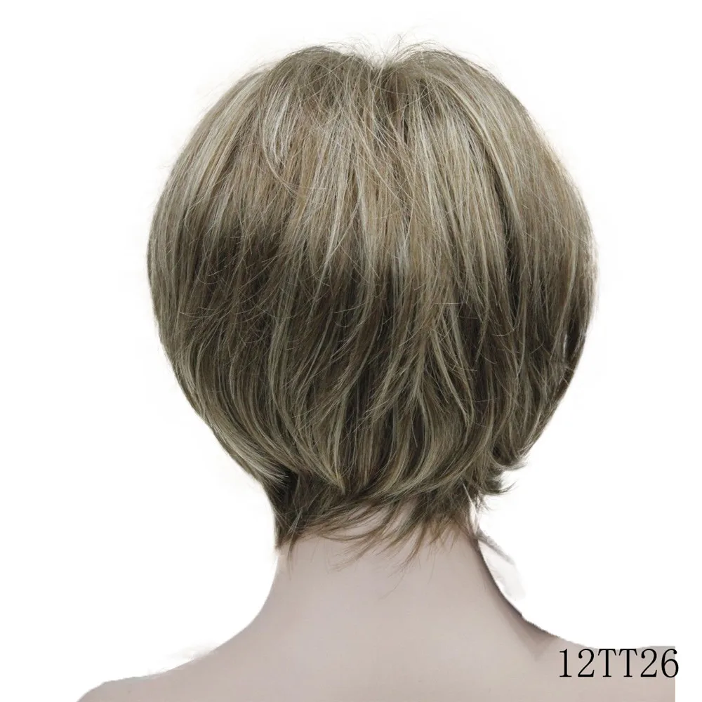 5969 #12TT26 new vogue brown with blonde highlight short straight lady's synthetic wigs (4