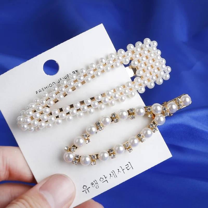 Fashion 8 Styles Women Korean Pearl Imitation Beads Hair Clip Barrette Stick Hairpin Hair Styling Accessories handmade For Girls