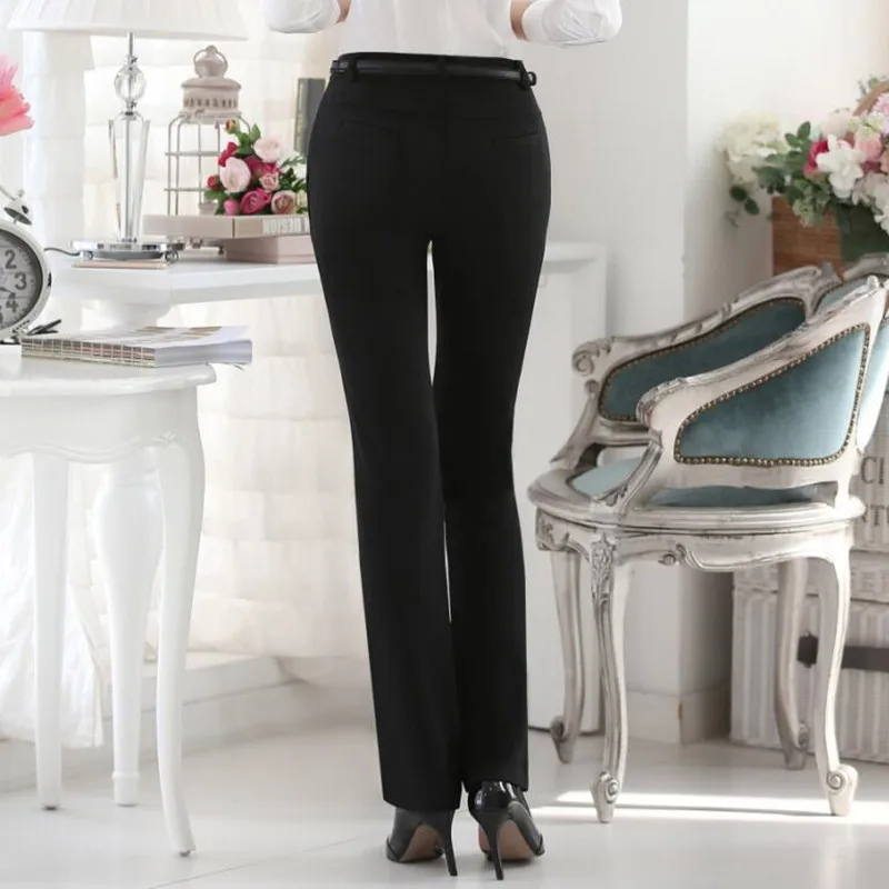 Горячая Распродажа Осень witer OL брюки женские модные узкие офисные формальные размера плюс женские прямые брюки Черные Серые