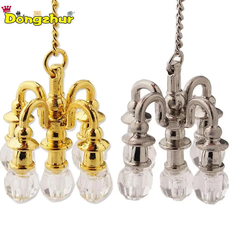 Argent doré maison de poupée Miniature meubles 1:12 maison de poupée scène accessoires Mini lampe lustre ne peut pas éclairer lustre nouveau