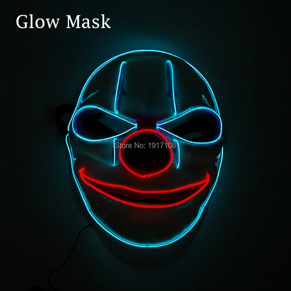Halloween Clown mask LED masks EL wire mask Neon Light mask with Steady