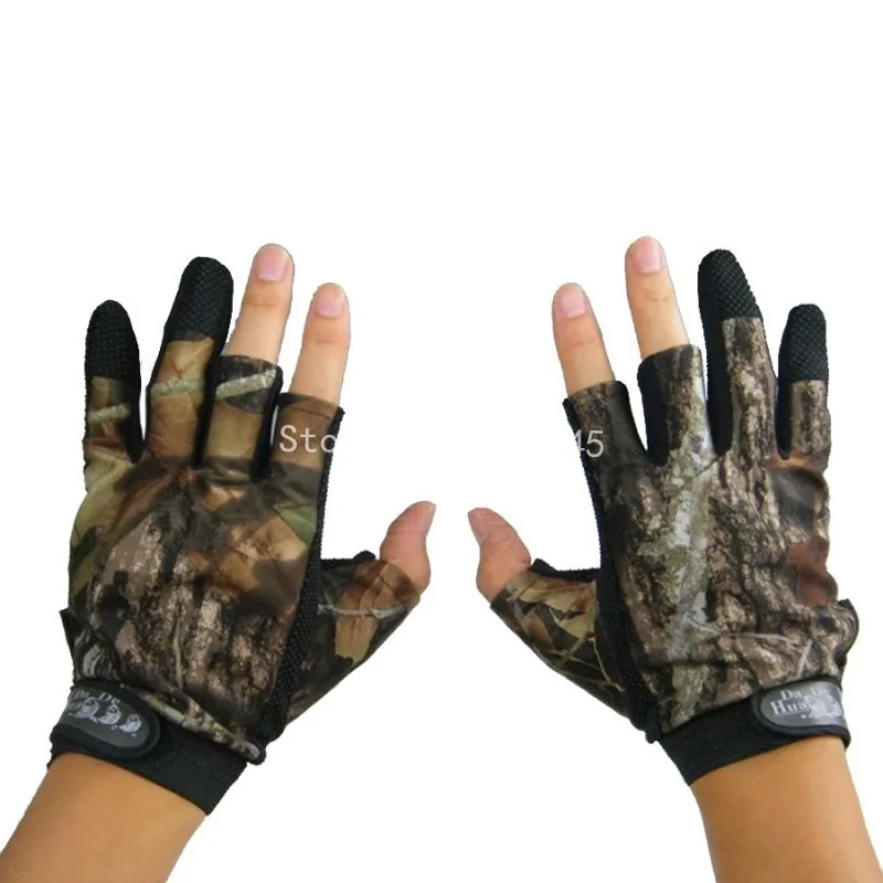 

1Pair Camouflage Hunting Gloves Anti-Slip 3 Finger Cut Fishing Gloves Protector Guantes de Pesca Men Gloves H15009D