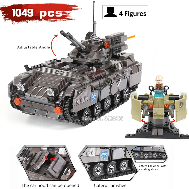 

ww2 Heavy weapon Model Tracked Armor Chariot Landing compatible legoinglys Military Building Blocks figures Weapons toys gift
