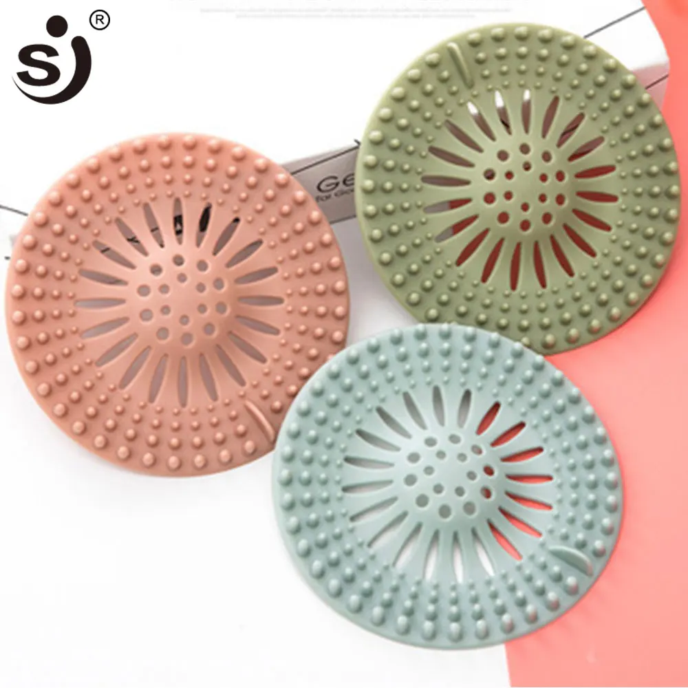 SJ SJ Silicone Sink Strainer Collect Drain Sewer Hair Filter Bath Stopper Floor Kitchen Accesories Gadgets Colanders Strainers