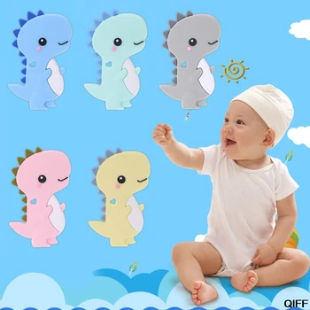 

Dropshipping Baby Silicone Teether Newborn Soother Chewable Teething Toy Cartoon Dinosaur Shaped Safety Soft Kids Toys