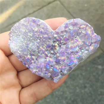 

1pcs Amethyst Geode Heart Shaped Crystal Healing Crystals Stones Titanium Rainbow Aura Amethyst Cluster Angel Aura Quartz