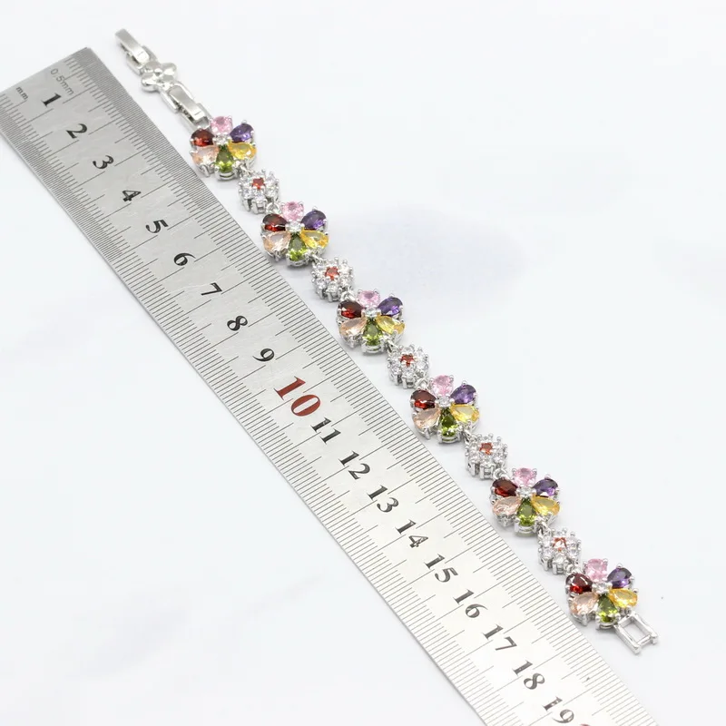 Многоцветные складные формы браслет серьги ожерелье кулон кольца 925 серебряный цвет Ювелирные наборы для женщин