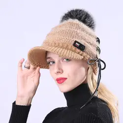 2018 зимние для женщин шляпа Новый вязать плюс бархатные теплые женские кепки Большой волос мяч троса шерсть берет с помпоном