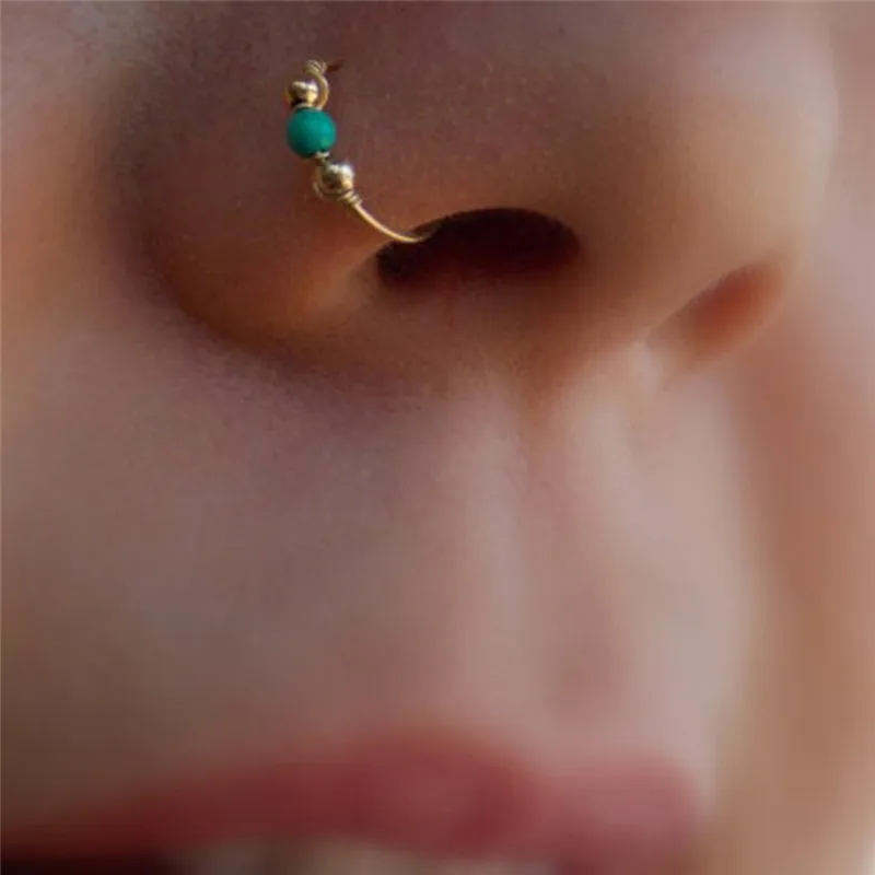 16 г зеленый обруч с камнем Спираль пирсинг для хрящевой части уха Хирургические стальные перегородки кликеры нос кольцо для соска Tragus Daith мигрень пирсинг