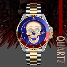 SKMEI Для мужчин череп кварцевые мужские часы с изображением скелета Креативные часы Нержавеющая сталь мужских часов Водонепроницаемый наручные часы Relogio Masculino