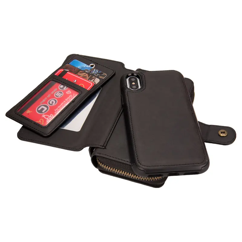  For iPhone 5S SE 5 Case Multi-function Zipper Leather Case Handbag For iPhone X 6 6S 7 8 Plus Cover