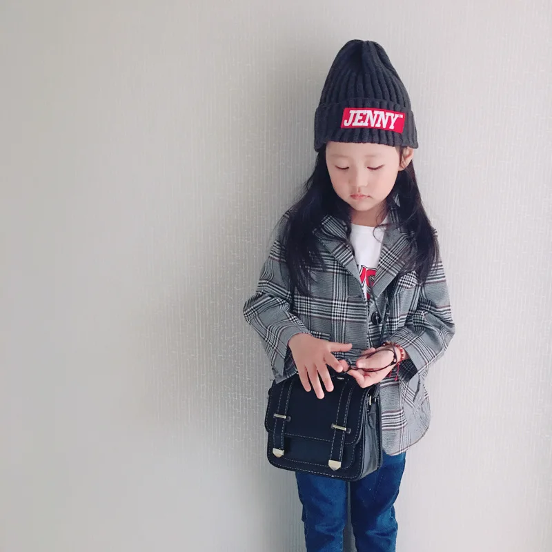 Vintage Korea Baby Girl Boys Blazer Jackets Classic Plaid Coat Outerwear jacket for kids girl Casaco Menina Children Clothes (11)