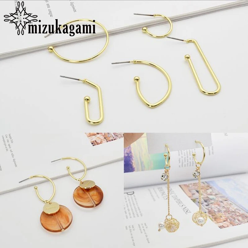 

Golden Alloy Earring Studs Base Earrings Connector 10pcs/lot For Drop Earrings Jewelry Making Finding Accessories