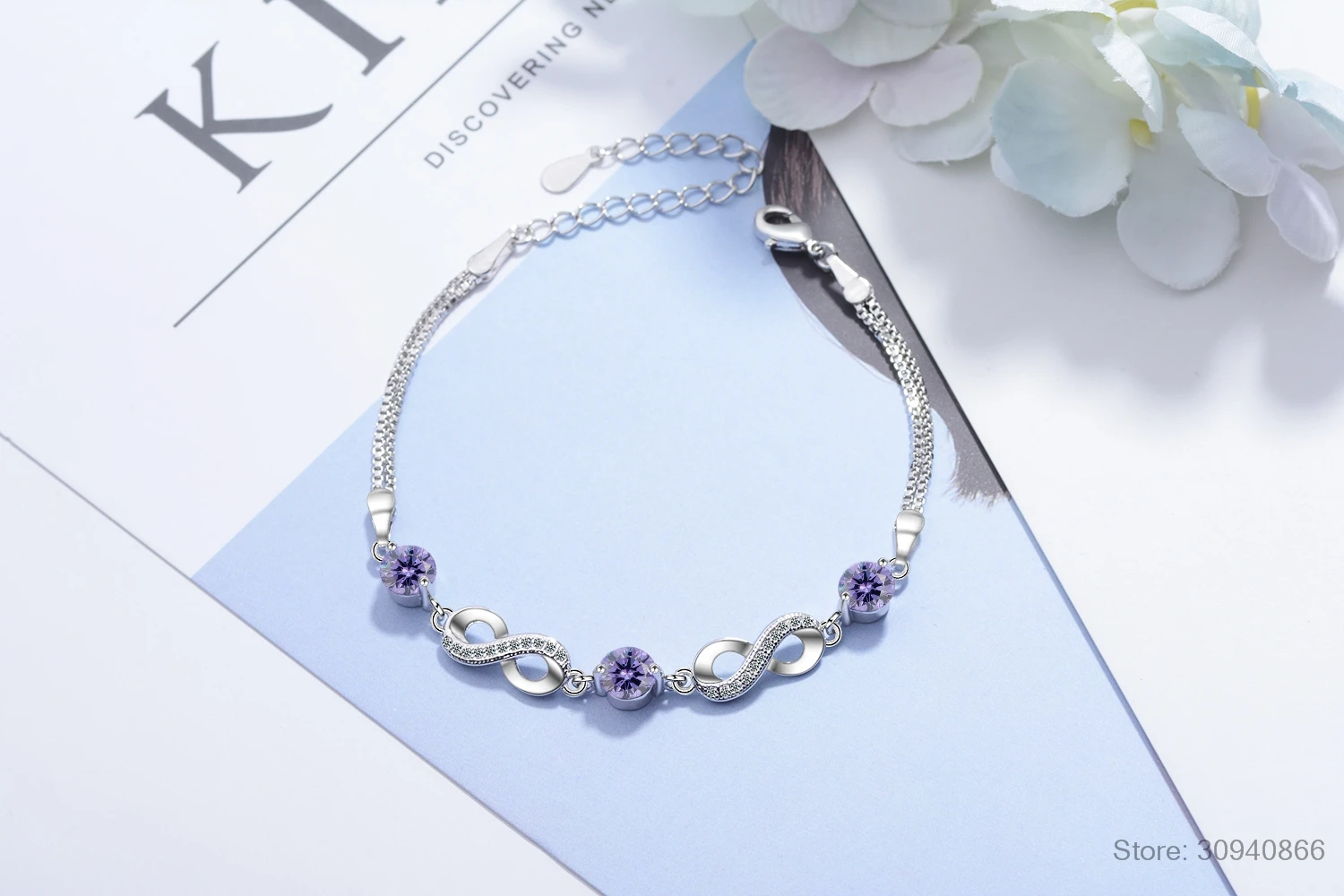 Authentic 925 Sterling Silver Endless Love Infinity Chain Link Adjustable Women Bracelet Luxury Silver Jewelry SCB037 - Image 4